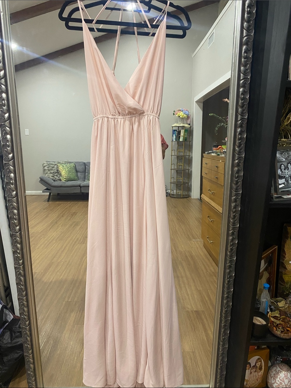 Blush V-Neck Spaghetti Strap Maxi Dress